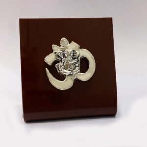 Silver Om Ganesh Mini Plaque | 2.5 Inch