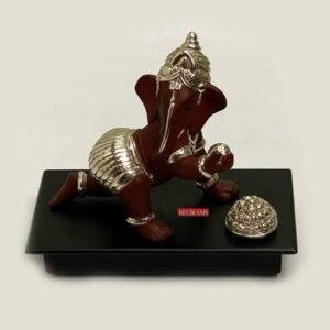 Creative Silver Ladoo Ganesh Statue – Brown | 7 Inch