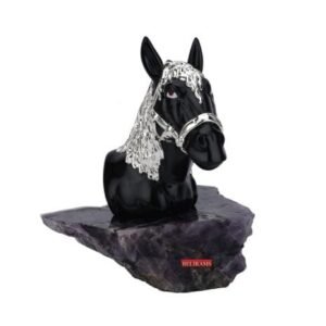 Silver Black Beauty Horse Head Sculpture | 18 cm