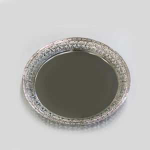 Silver Plated Round Embossed Tray  |13″