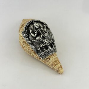 Unique Silver Ivory Laxmi Shankh | 9 Inch