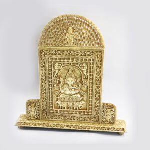 Fine Ganesha Tabletop Hand Carved Panel in Ivory Look | 14.2 Inch