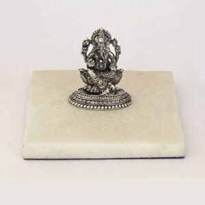 Pure Silver Mini Ganesha idol on Base | 38 mm Ht.