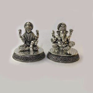 Pure Silver Laxmi Ganesh Idol Pair | 2.5″ Ht.