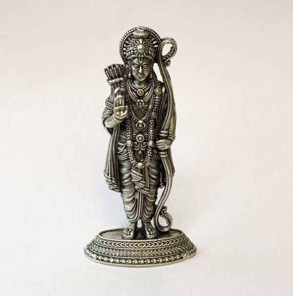Pure Silver Lord Rama Idol or Miniature with fine details | 70 mm Ht