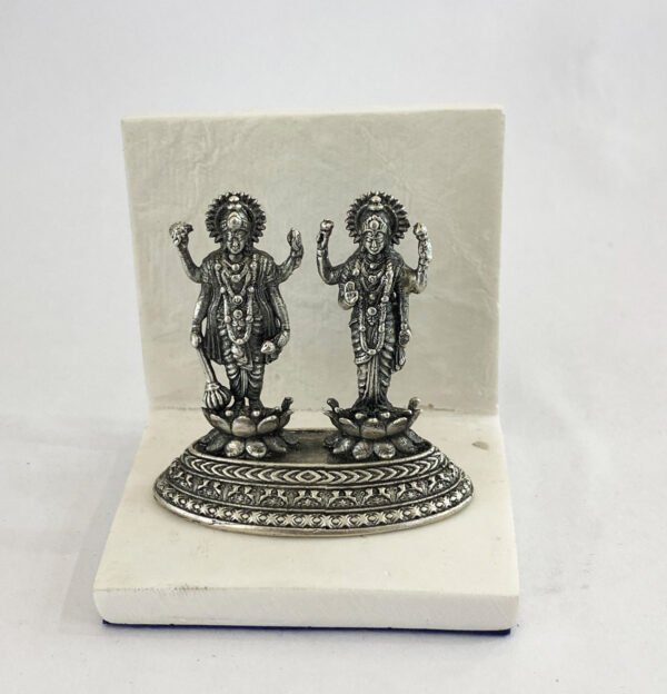 Pure Silver Vishnu Laxmi Idol Standing Pose | 55 mm Ht