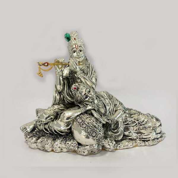 Silver Radha Krishna Reclining Pose | 10.2 Inch