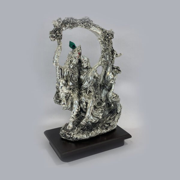 Silver Radha Krishna on Jhoola or Swing | 10 Inch