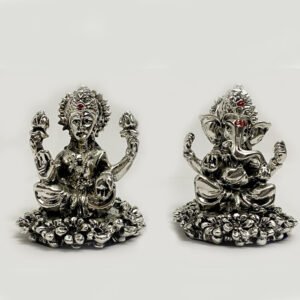 Cute Silver Laxmi Ganesh Statue | 2.2 Inch