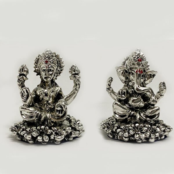 Cute Silver Laxmi Ganesh Statue | 2.2 Inch