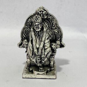 Silver Sai Baba on Singhasan | 3.5 Inch