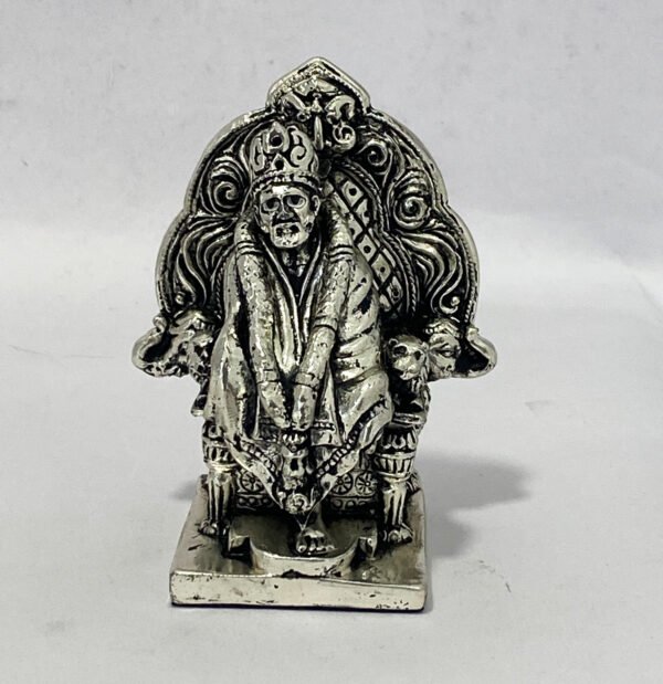 Silver Sai Baba on Singhasan | 3.5 Inch